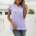 thumbnail image 2 of Yuyuzo Chiffon Tops ForWomen Notch V Neck Puff Short Sleeve Solid Color Flowy Breathable Tunic Tops, 2 of 4