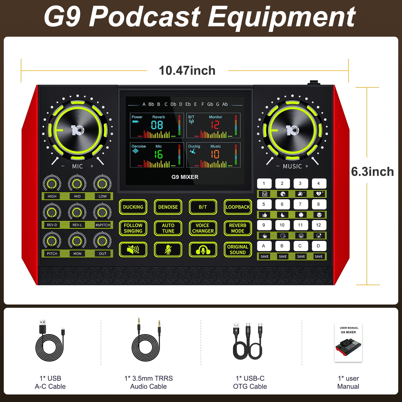 Tenlamp Audio Mixer G9 Live Streaming Sound Card Mobile Computer