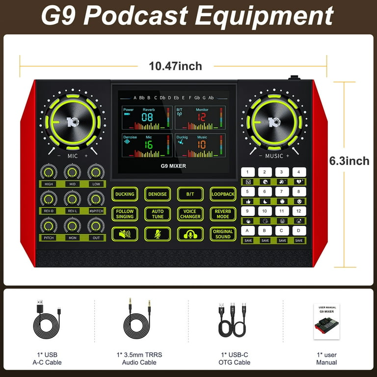 Tenlamp Audio Mixer G9 Live Streaming Sound Card Mobile