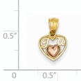 thumbnail image 3 of 14k Yellow Gold Two-tone Mini I Love U Charm Pendant, 3 of 7