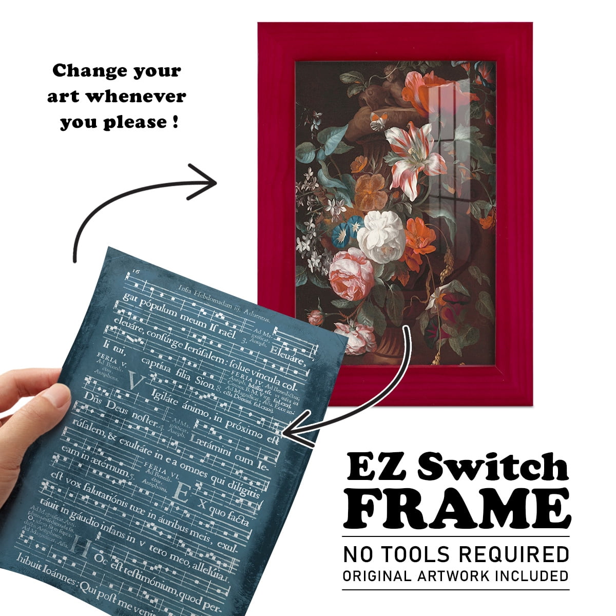 Graphic Songbook I -Framed Print w/glass-Cherry Red