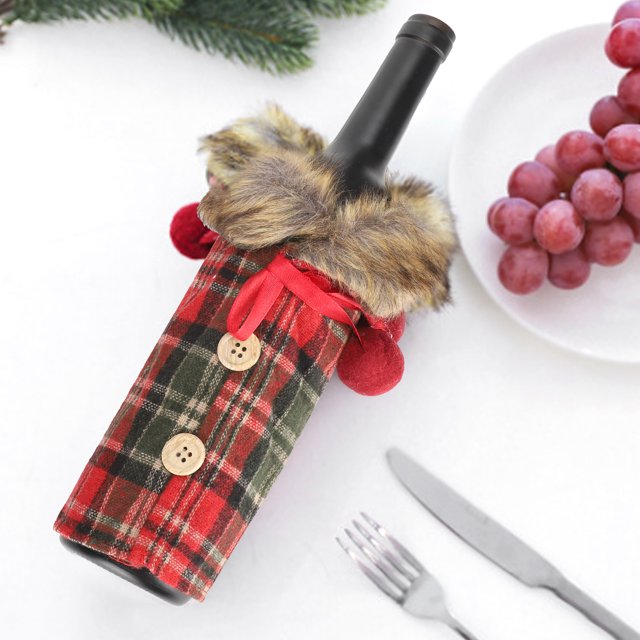 Cubierta de botella de vino de Navidad Cubierta de botella de champán de Navidad Decoración de mesa de Navidad Cubierta de botella de vino para decoración de fiesta de Navidad