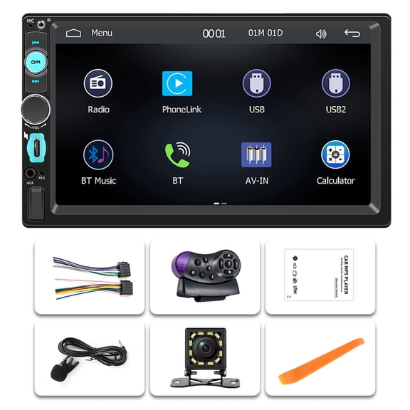 NURATIT Double Din 7" Touch Screen Stereo Bluetooth Radio Car Apple/Android Carplay GPS F7010C
