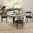 thumbnail image 3 of Hijob Dining Chairs Set of 4, Mid-Century Modern Upholstered PU Dining Room Chair, Metal Legs for Kitchen Dining Chairs, Gray, 3 of 10