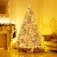 thumbnail image 4 of Topbuy 7 FT Pre-lit Artificial Christmas Tree Hinged Snow-flocked Xmas Tree with 956 Branch Tips 450 Warm White LED Lights, 4 of 9