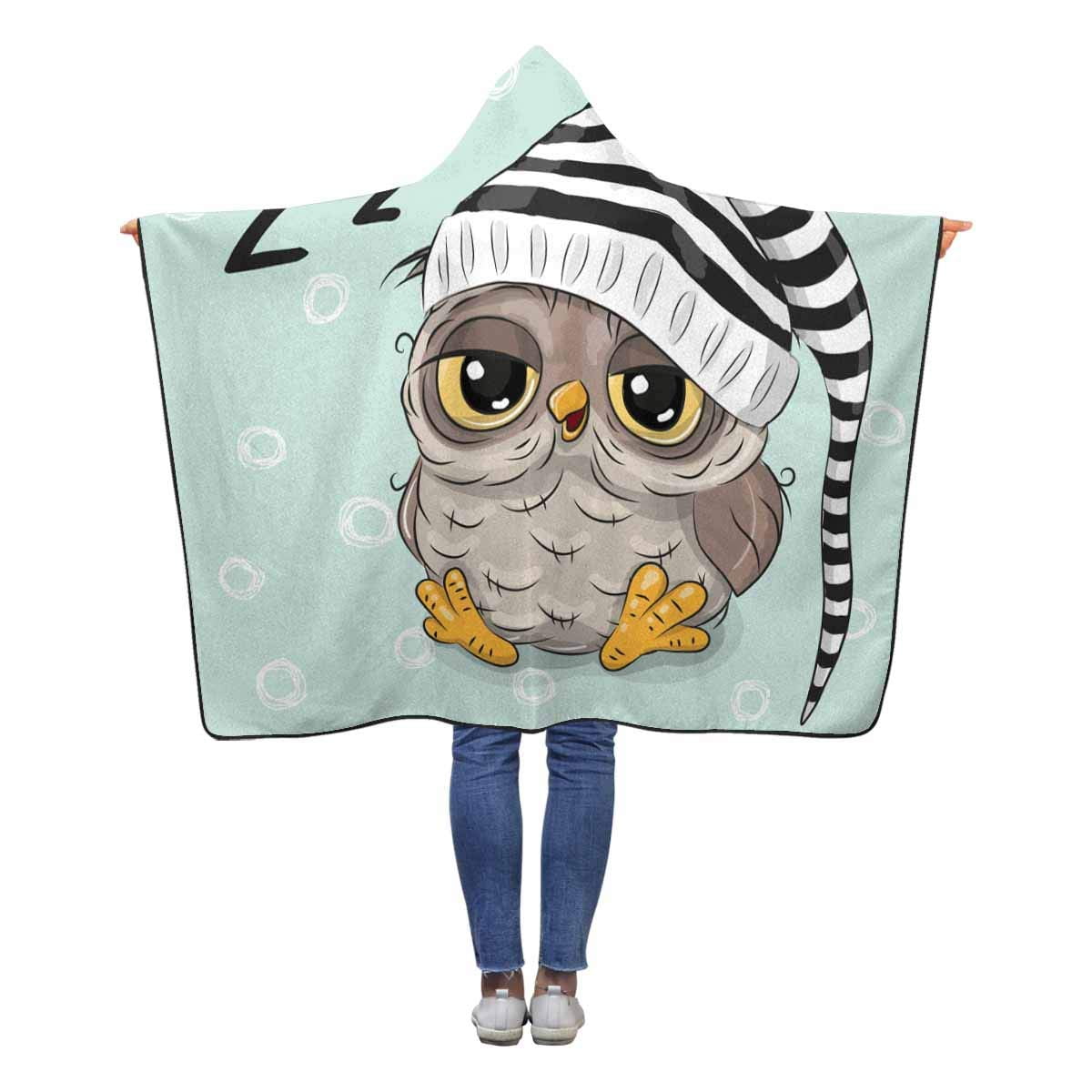 HATIART Sleeping Cute Owl Hooded Blanket 50x60 inches Kids Girls Boys