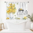 thumbnail image 5 of Yellow Rustic Kitchen Curtains,Farmhouse Country Vintage Wood Floral Flower Sweet Love Home Short Cafe Window Curtain for Bedroom Living Room Bathroom 2 Panels,55X39 Inch, 5 of 5