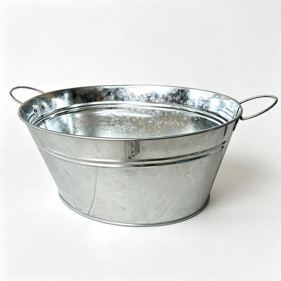 Large Capacity Galvanized Steel Oval Beverage Tub With Side Handles Portable Ice Cooler Bucket For Beer Wine Cocktail Outdoor Patio Party Storage