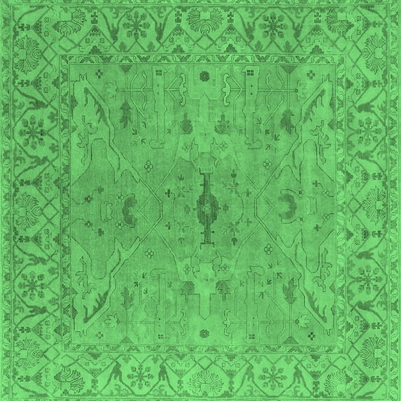 Ahgly Company Indoor Square Oriental Emerald Green Industrial Area Rugs, 5' Square