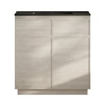 St. Tropez 36" Freestanding Bathroom Vanity in White Oak with Black 3-Hole Widespread Sink Top
