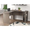 thumbnail image 4 of Safdie & Co. Computer Desk 55L Dark Taupe L-Shaped 2 Shelves, 4 of 5