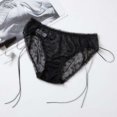 

Women Plus Size Lace Hollow Bowknot Low Waist Briefs Panties Underwear