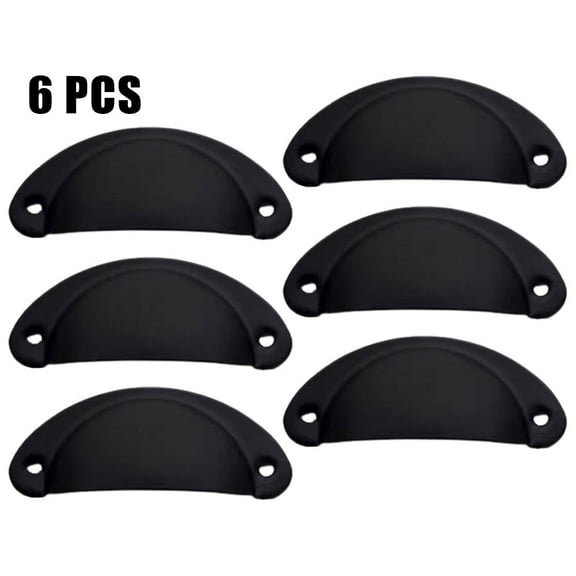 6Pcs Cup handles Shell Pull Kitchen Cupboard Cabinet Door Furniture Drawer Black