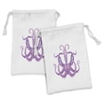 thumbnail image 1 of Octopus Fabric Pouch Set of 2, Traditional Ornamental Effects Aquatic Character Exotic Tentacles Graphic, Drawstring Bag for Toiletries Masks and Favors, 9" x 6", Purple White Mauve, by Ambesonne, 1 of 2
