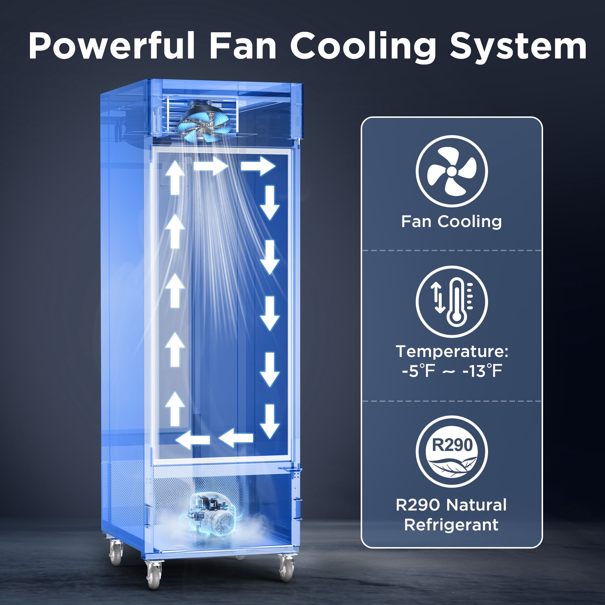 Coolake 27" Glass Doors Commercial Display Freezer, 23 Cu. Ft Stainless Steel Upright Merchandiser Freezer