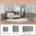 thumbnail image 5 of EastVita 47.2 inch Wide Modern 6 Drawer Dresser Wide Chest with Gold Metal Legs and Handles Wood Storage Organizer for Bedroom Living Room Hallway Grey, 5 of 7