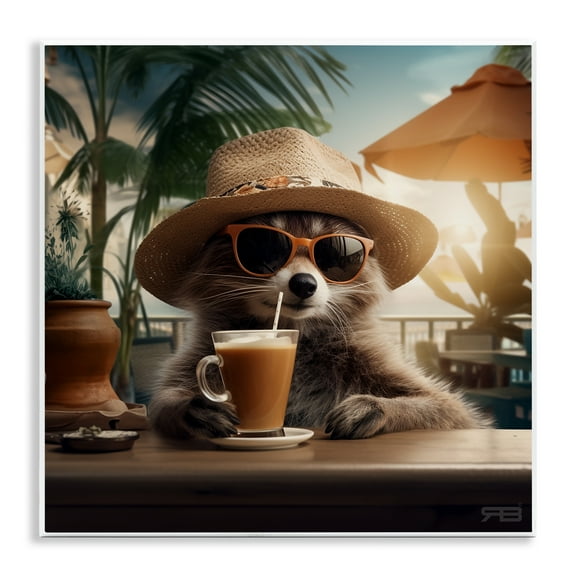 Stupell Industries Animal Sipping Tropical Drink Animals Painting Unframed Art Print Wall Art, 12 x 12
