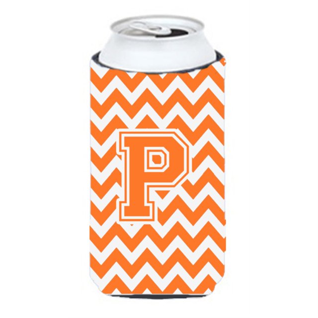 Letra P Chevron Naranja y Blanco Tall Boy Bebida Aislante Hugger CJ1046-PTBC Caroline's Treasures CJ1046-PTBC