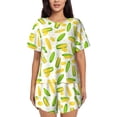 thumbnail image 1 of Fotbe Cartoon Corn Conjunto de Pijama Estampado para Mujer, 2 Piezas, Ropa de Dormir con Camiseta de Manga Corta y Shorts Suaves-Large, 1 of 6