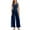 Navy, variant on Lenpel Jumpsuits for Women Summer Casual Sleeveless V Neck Tie Front Pleated Wide Leg Rompers Beach Vacation Outfits