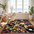 thumbnail image 3 of Design&I 8'x10' Washable Area Rug Record Music Collage Disc Guitar Notes Scatter Cd Shape Vinyl for King Size Bedroom, Under Bed, Sleek Flatweave Pet Friendly, 3 of 7