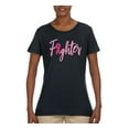 thumbnail image 2 of Wild Bobby, Fighter Breast Cancer Survivor, Breast Cancer Awareness, Women Graphic Tee, Black, Small, 2 of 4