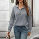 thumbnail image 4 of Sudadera con capucha,Blusa informal de manga larga para mujer, cuello redondo, botones delanteros, tela de imitación, ideal para el hogar y el uso diario, sopatenor, 4 of 8