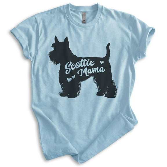 Scottie Mama, Unisex Women's Shirt, Scottish Terrier, Scottie Owner, Funny Dog Mama Gift, Heather Light Blue, Medium