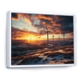 thumbnail image 2 of Designart "Mountain Sunset Wind Turbines View V" Architecture Framed Wall Art - Industrial Yellow Wind Turbines Hallway Framed Wall Art Decor, 2 of 6