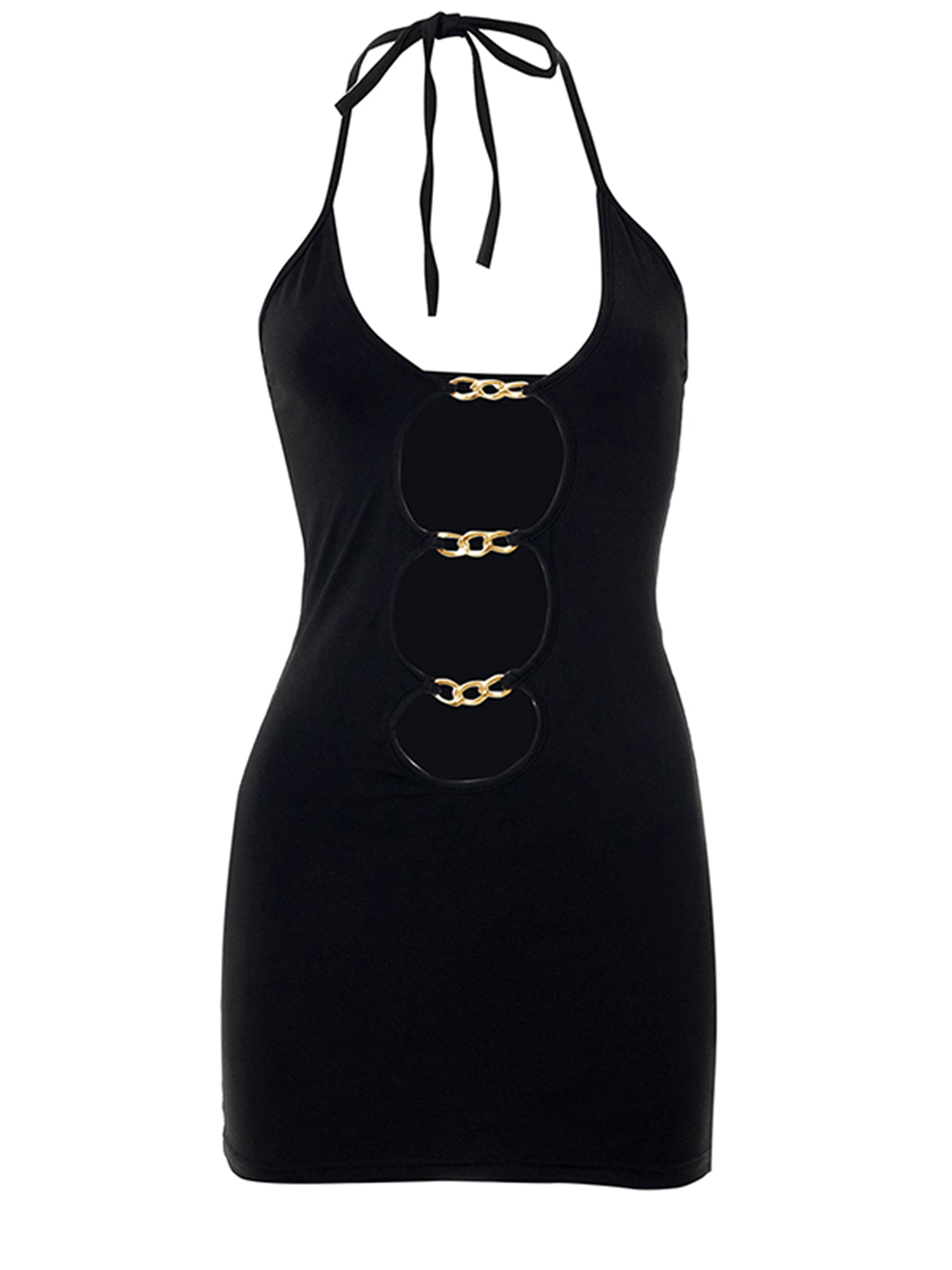 ワンピース S backless halter dress mini Backless Halter Neck Satin Dress – 9Teen Boutique