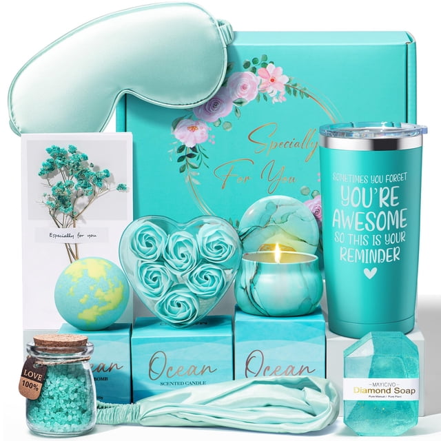 Cesta de regalo de spa MAYICIVO Ocean Relaxing para mujer con 10 piezas