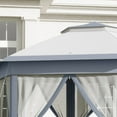 thumbnail image 6 of Outsunny 13' x 13' Pop Up Gazebo Hexagonal Canopy with 6 Zippered Mesh Netting, 2-Tier Roof Event Tent with Steel Frame for Patio Backyard, Gray, 6 of 9