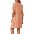 thumbnail image 3 of INSPIRE CHIC Women's Nightgowns Soft Ruffled Sleepwear Short Sleeve Sleep Shirt Short Nightshirt with Bow-Knot S Orange, 3 of 5