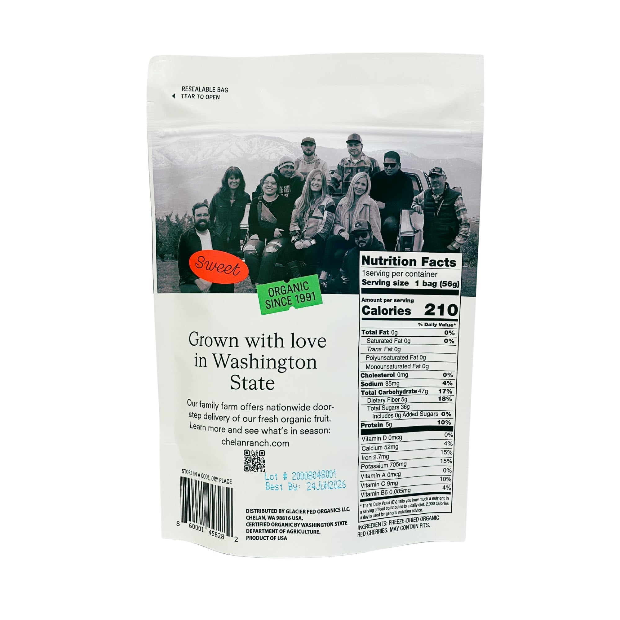 Chelan Ranch Organics Freeze-Dried Organic Fruit Variety Pack, Cherries, Honeycrisp Apples, Blueberries, Zero Added Sugar, Non-GMO & Vegan, Net Wt 9.4 Ounce (6-Pack)