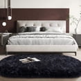 thumbnail image 6 of SARAG Fluffy Bedroom Rug, Small Oval Area Rugs, Black Shag Bedside Carpet for Kids Room Nursery Dorm Cute Fuzzy Indoor Decor for Boy and Girl, 2.6 x 5.3 Feet, 6 of 9
