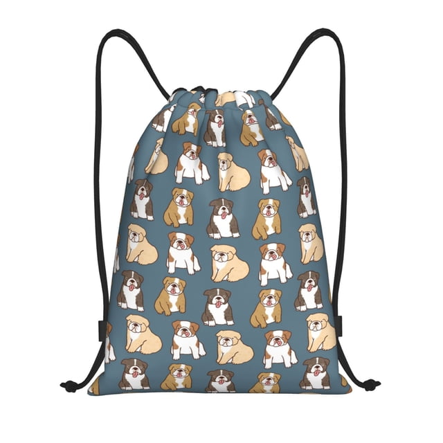 Saiise Cartoon Bulldog 1 Pattern Sports Drawstring Backpack - String Swim Gym Bag with Wet Proof Pocket for Women&Men-Medium
