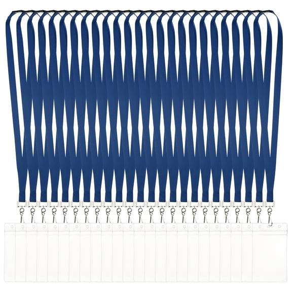 Uxcell 24Pack Colored Lanyards for ID Badges, Breakaway Lanyards for Keys, Dark Blue