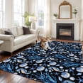 thumbnail image 3 of Summer Ocean Washable Living Room Rugs 5'x8', Seahorse Shell Starfish Black Background Low Pile Throw Large Area Rug Non-Slip Sturdy Edge Binding Carpet for Living Room Kitchen Office, 3 of 9