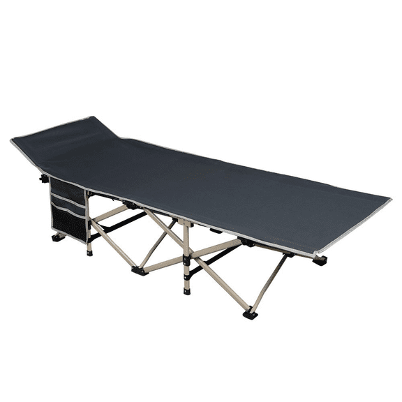 Topeakmart Metal Folding Camping Bed with Storage Bag, Gray