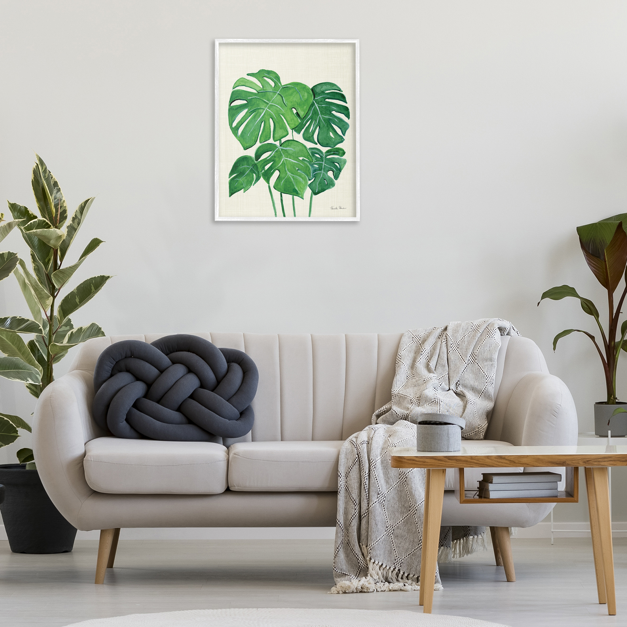 Stupell Industries Green Monstera Bundle Botanical & Floral Painting White Framed Art Print Wall Art, 24 x 30