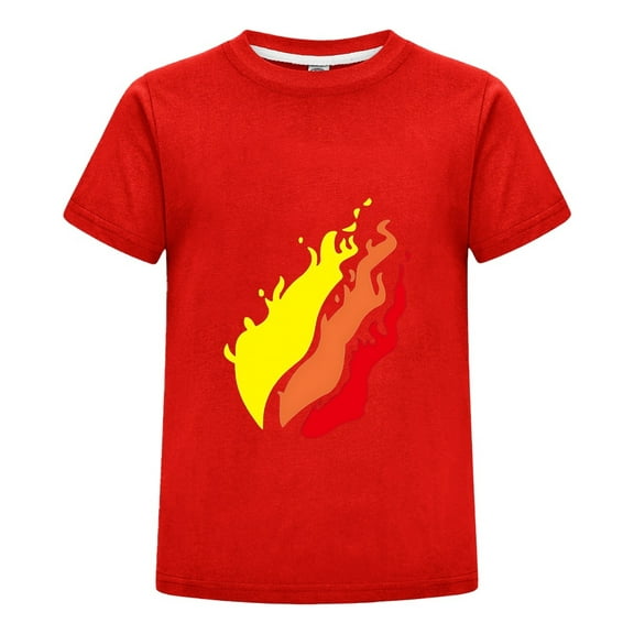 Yellow Orange Gradient Flame Graphic T-Shirt – Cool Preston Design Cotton Tee for Boys & Girls Fan Gift Top