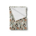 thumbnail image 2 of Cartoon Soft Flannel Fleece Throw Blanket, Repeating Pattern with Forest Animals and Botany Bear Owl Squirrel, Cozy Plush for Indoor and Outdoor Use, 50" x 60", Grey Yellow Multicolor, by Ambesonne, 2 of 5