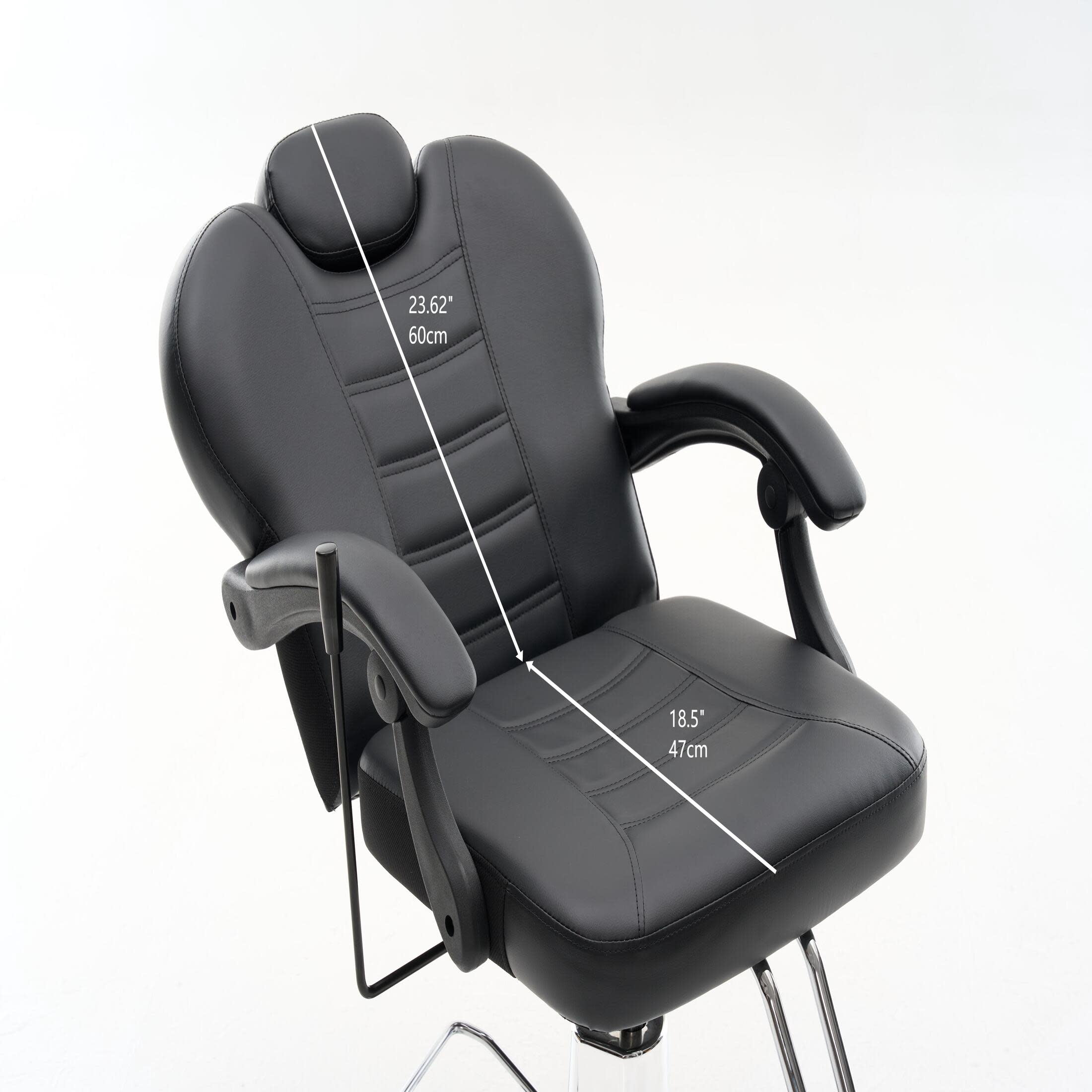 Noble House Heavy Duty Reclining Barber Chair, 360° Swivel Salon Chair with Hydraulic Pump, Black