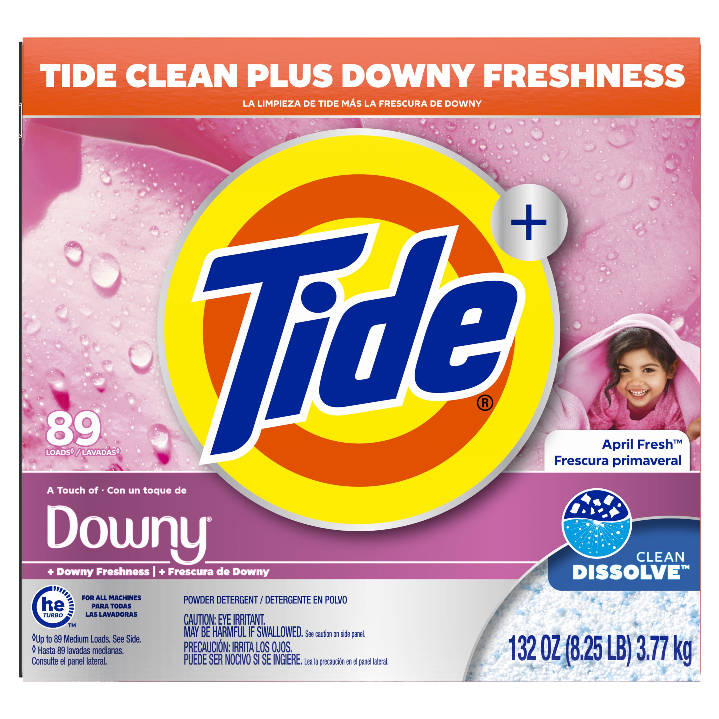 Tide Powder Laundry Detergent, with a Touch of Downy Scent, 89 Loads, 132 oz