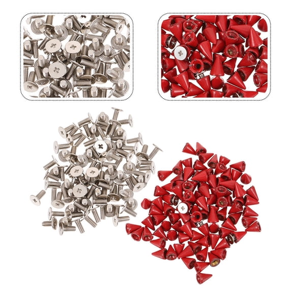Soimiss 50pcs Clothing Spikes Rivets Supply for Dog Collars Red Decorative Metal