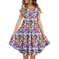 thumbnail image 6 of Utlike Summer Dress For Girls Casual Flutter Sleeve Colorful Print Tiered Princess Dress Comfortable Stretchy Waist Spring Fall Relaxing Fit Sundress For Girl Size 8 Years-9 Years, 6 of 6