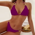 thumbnail image 4 of WREESH Womens Two Piece Swimsuit Halter Bikini Set Fashion Solid Bikini Push-Up Padded Swimsuit Set Beach Bathing Suit Purple, 4 of 7