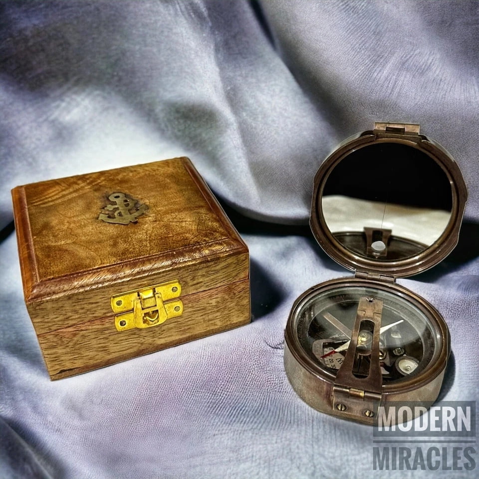 Antique Maritime Brass Brunton Compass "THOS J EVANS LONDON" Geological Compass