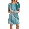 thumbnail image 2 of pstuiky Robes pour Femmes pour l'Été, Robe d'Été pour Femmes Imprimée Fête de l'Indépendance Décontractée à Blocs de Couleur à Manches Courtes à Col Rond, Robe de Travail en Solde, 2 of 6