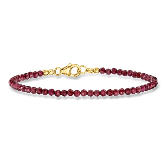 Ross-Simons 14.00 ct. t.w. Garnet Bead Bracelet in 18kt Gold Over Sterling, Women's, Adult